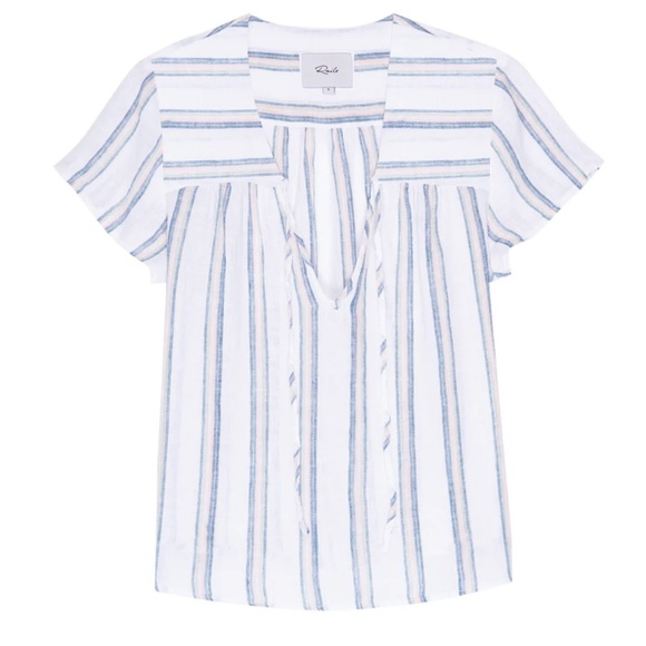 Rails Viera Top- Ryland Striped V-Neck Top with Silver Accents-worn very light! - Picture 2 of 11